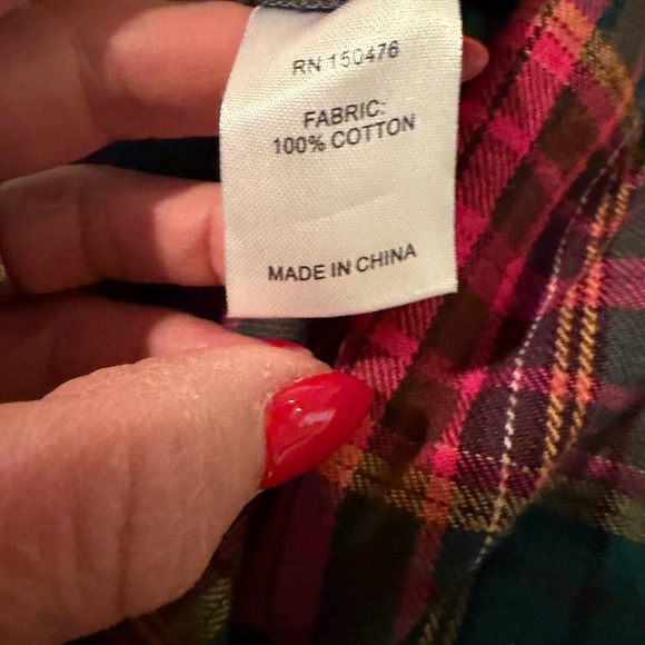 New CROSBY by Mollie Burch Flutter Short Sleeve Emory Top Plaid Size small Acade - Picture 4 of 4